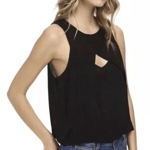 EUC L Free People Black Cutout Keyhole Flowy Tank Top Sleeveless Shirt Sexy